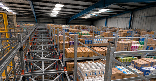 High-density FMCG pallet storage automation