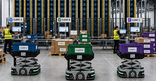 Multi-client warehouse automation for third-party logistics